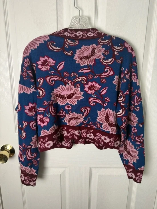 Farm Rio Flower Delicacy Jacquard Cardigan M - Picture 3 of 7
